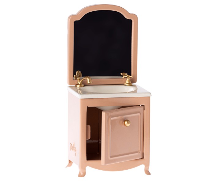 maileg sink dresser with mirror, mouse - dark powder