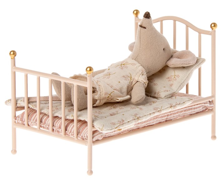 maileg vintage bed, mouse - rose