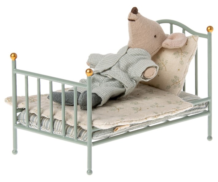 maileg vintage bed, mouse - mint