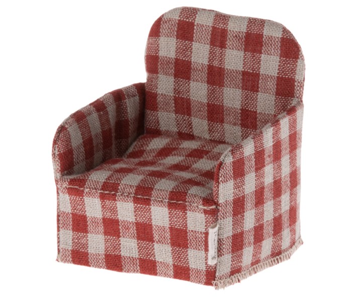 maileg chair, mouse - red