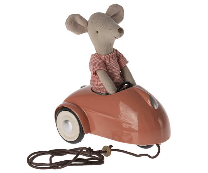 maileg mouse car - coral
