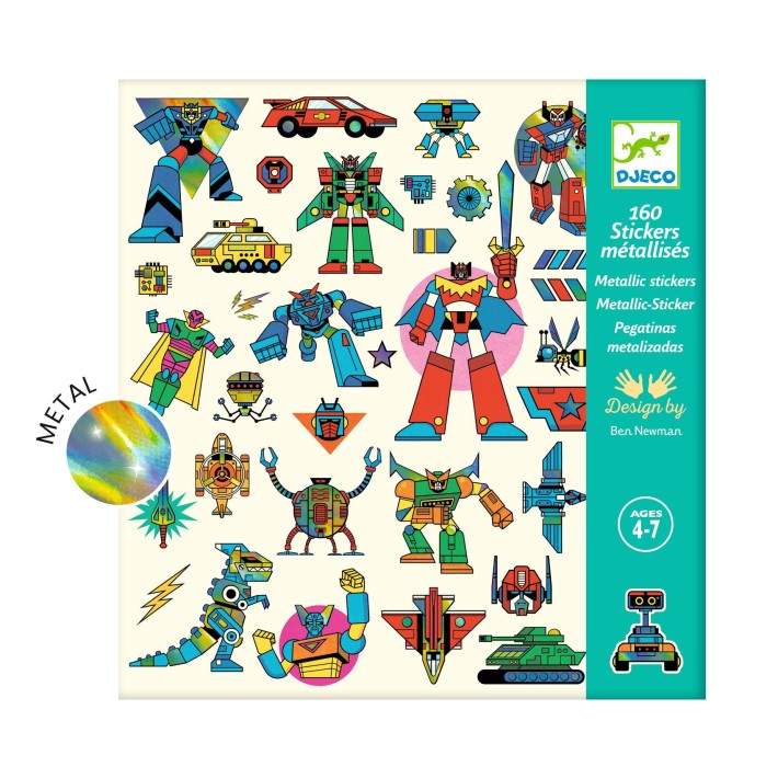 djeco metallic stickers - robots