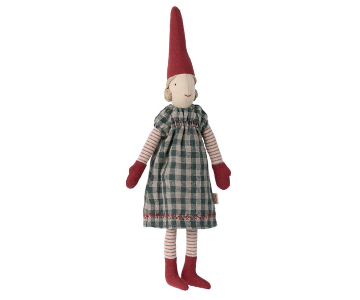 maileg mini pixy girl with checkered dress - blue | Kinderfeestwinkel | Speelgoedwinkel | Feestwinkel | Kinderwinkel | Amster