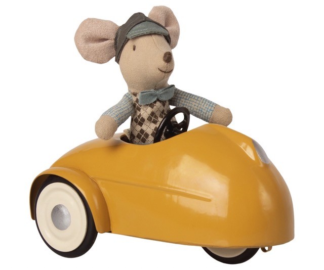 maileg mouse car with garage - yellow