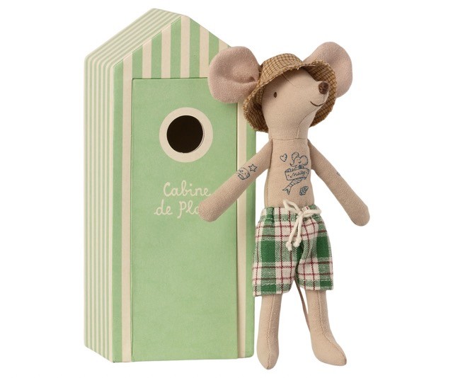 maileg beach mice, dad in cabine de plage | Kinderfeestwinkel | Speelgoedwinkel | Feestwinkel | Kinderwinkel | Amsterdam