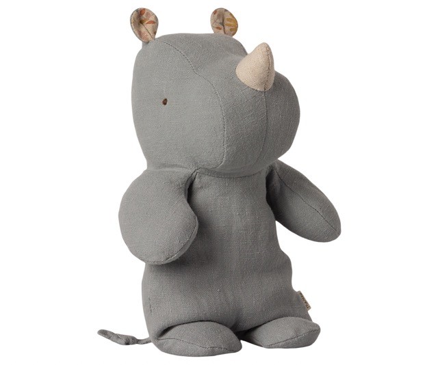 maileg safari friends, small rhino - blue grey