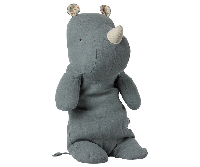 maileg safari friends, medium rhino - dusty blue