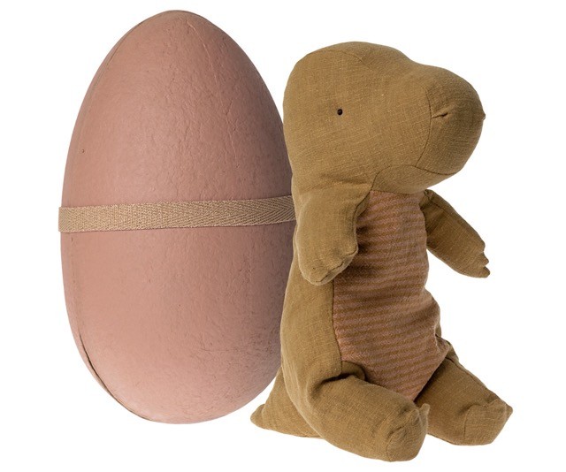 maileg gantosaurus in egg, medium - dark ocher