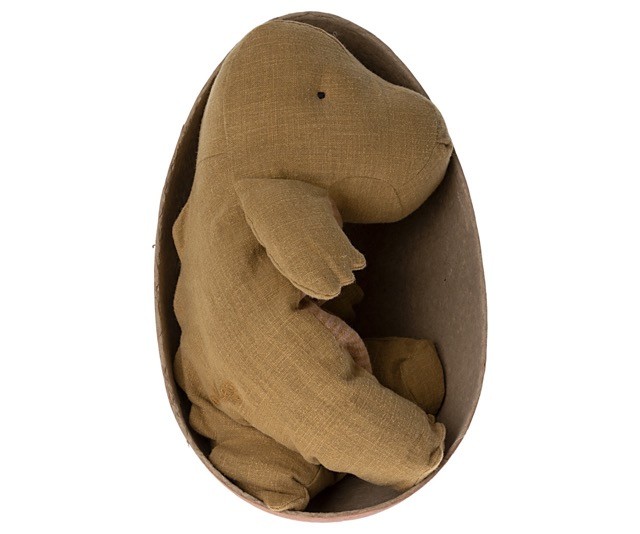 maileg gantosaurus in egg, medium - dark ocher