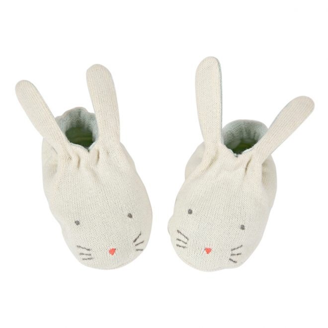 meri meri bunny mint baby booties