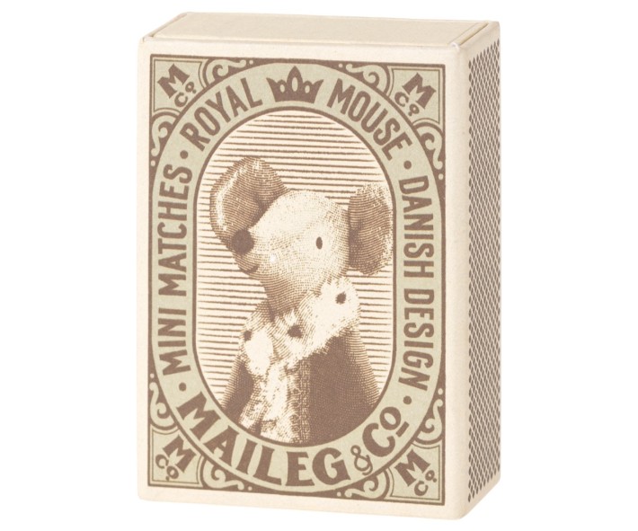 maileg sleepy/wakey baby mouse in matchbox