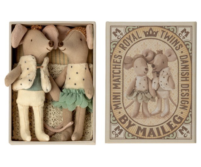 maileg royal twins mice, little sister and brother in box
