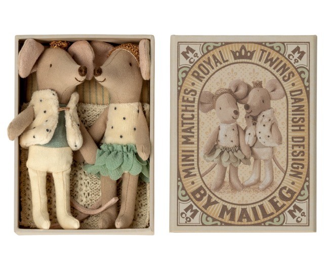 maileg royal twins mice, little sister and brother in box