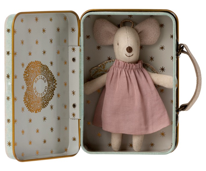 maileg angel mouse in suitcase