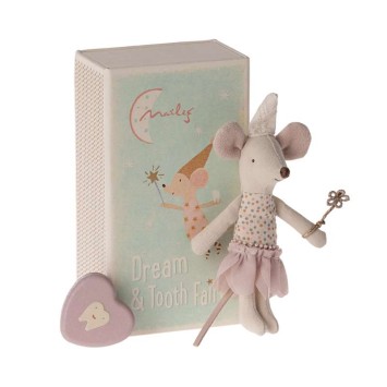 maileg tooth fairy mouse, little sister in matchbox