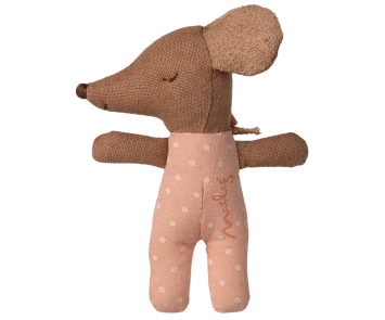 maileg sleepy wakey baby mouse in matchbox - rose