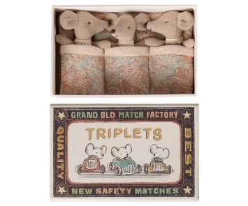 maileg triplets, baby mice in matchbox - checker | Kinderfeestwinkel | Speelgoedwinkel | Feestwinkel | Kinderwinkel | Amsterd