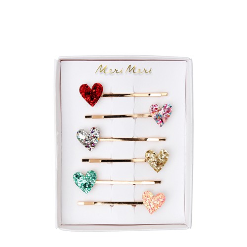 meri meri glitter heart hair slides