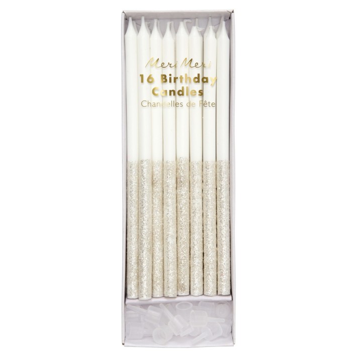 meri meri silver glitter dipped candles