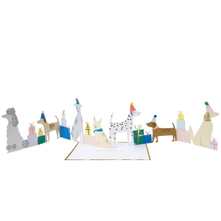 meri meri dog party concertina card