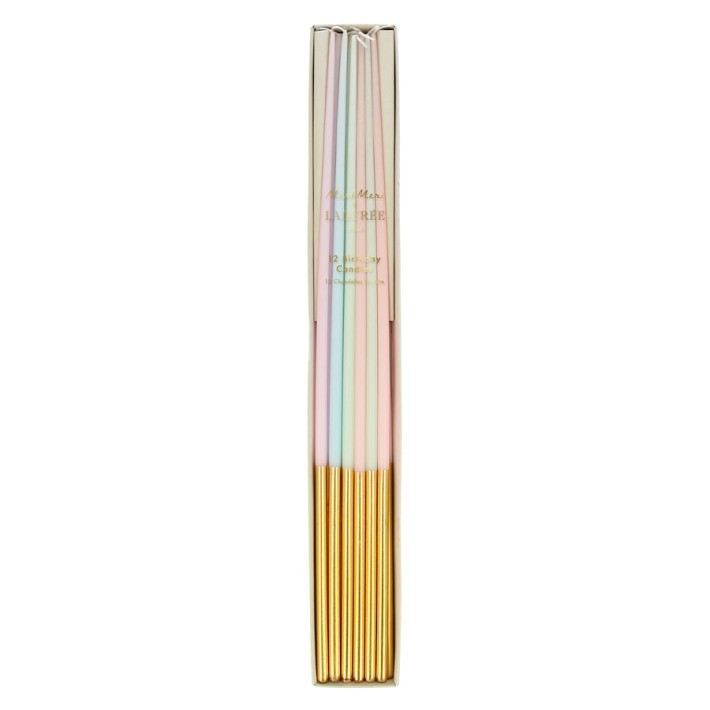 meri meri laduree gold dipped tall tapered candles