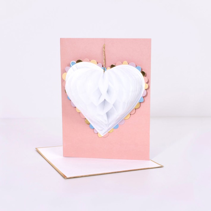 meri meri honeycomb heart wedding card