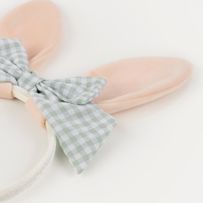 meri meri velvet bunny ears headband with bow