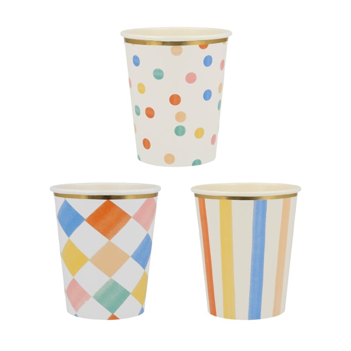 meri meri colorful pattern cups