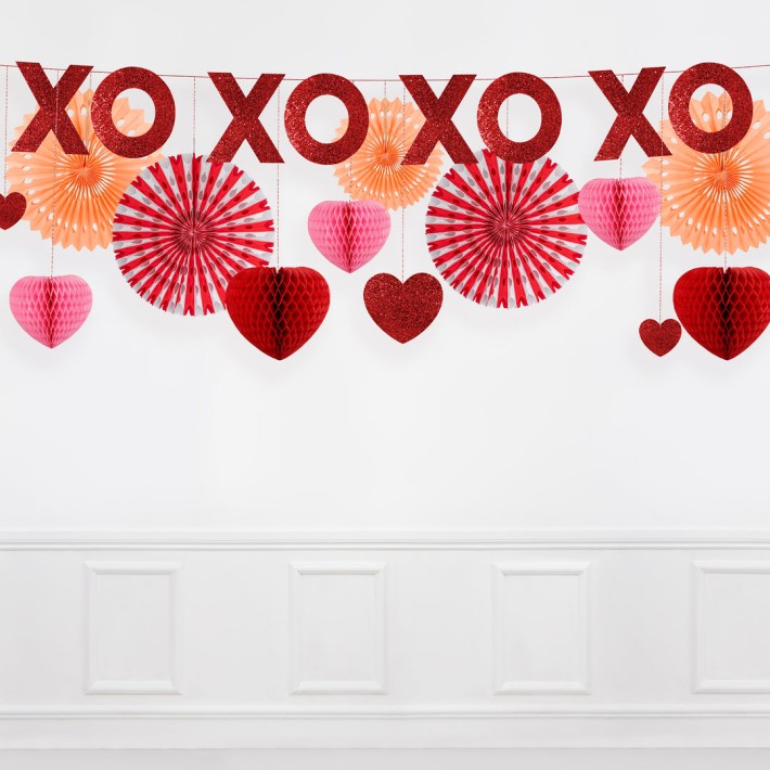 meri meri honeycomb hearts garland