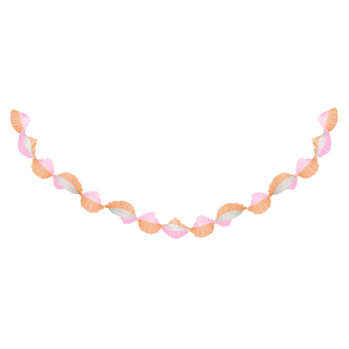 meri meri peach & pink stitched streamer