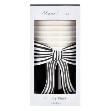 meri meri black & white bow cups