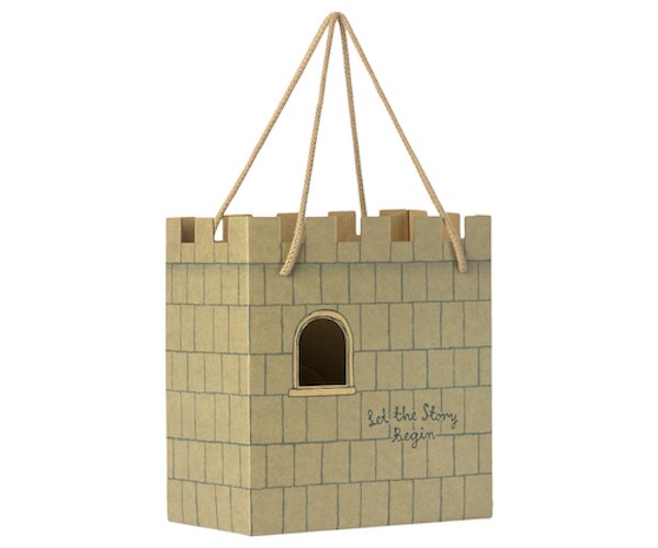 maileg paper bag, castle: let the story begin - muntgroen