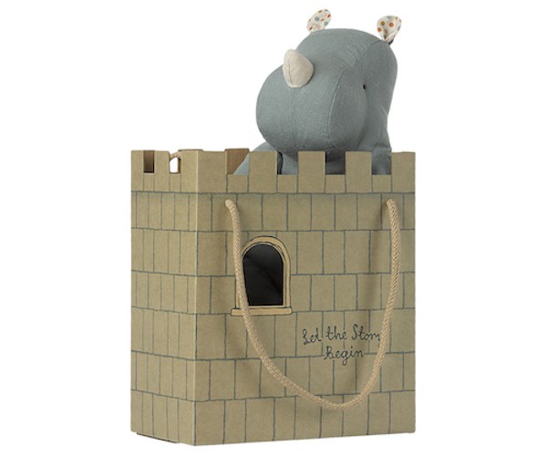 maileg paper bag, castle: let the story begin - muntgroen