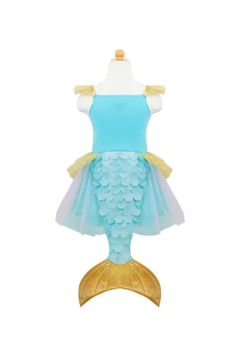 mermalicious dress with tail - pastel/aqua (5-6 jr)