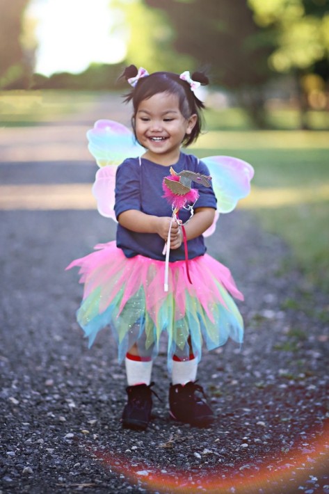 neon rainbow skirt, wings & wand (4-6 jr)