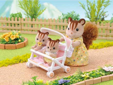 sylvanian families double pushchair