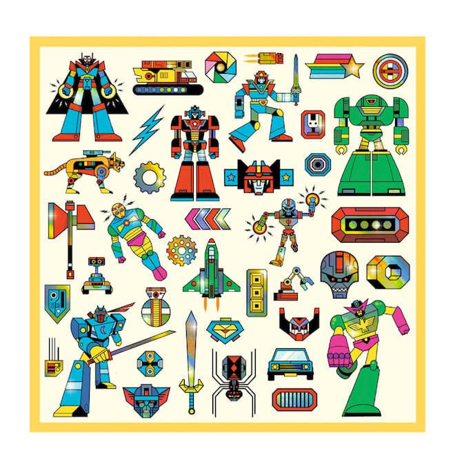 djeco metallic stickers - robots