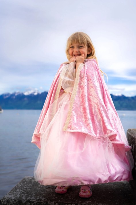deluxe princess cape - roze (5-6 jr)