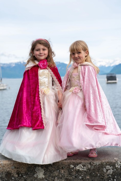 deluxe princess cape - roze (5-6 jr)
