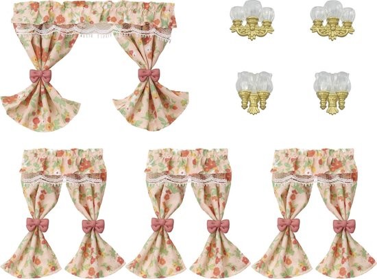 sylvanian families wall lamps & curtains set