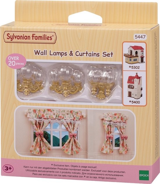 sylvanian families wall lamps & curtains set