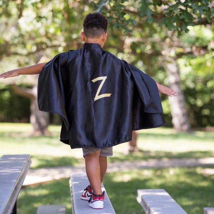 zorro cape with mask - zwart (5-6 jr)