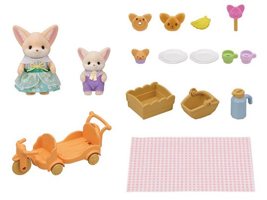 sylvanian families sunny picnic set - fennec fox sister & baby