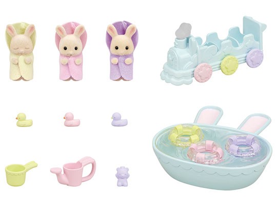 sylvanian families triplets baby bathtime set