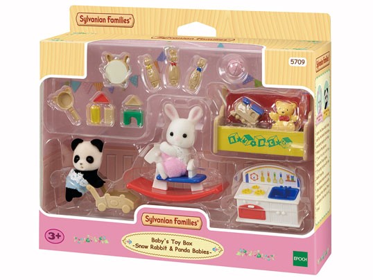 sylvanian families baby's toy box - snow rabbit & panda babies