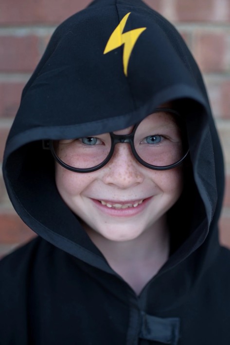 wizard cloak with glasses - zwart (5-6 jr)