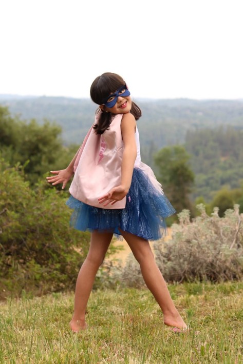 super-duper tutu, cape & mask - roze/blauw (4-6 jr)