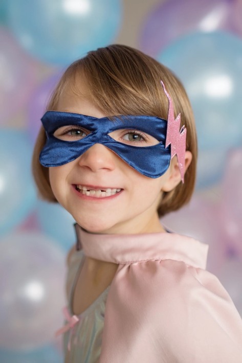 super-duper tutu, cape & mask - roze/blauw (4-6 jr)