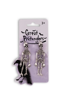 spooky scary skeleton clip-on earrings (1 pair)