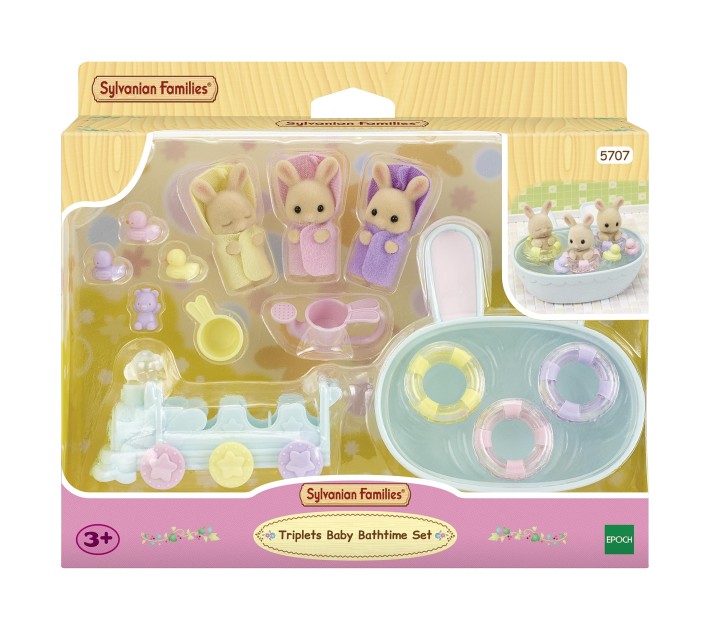 sylvanian families triplets baby bathtime set